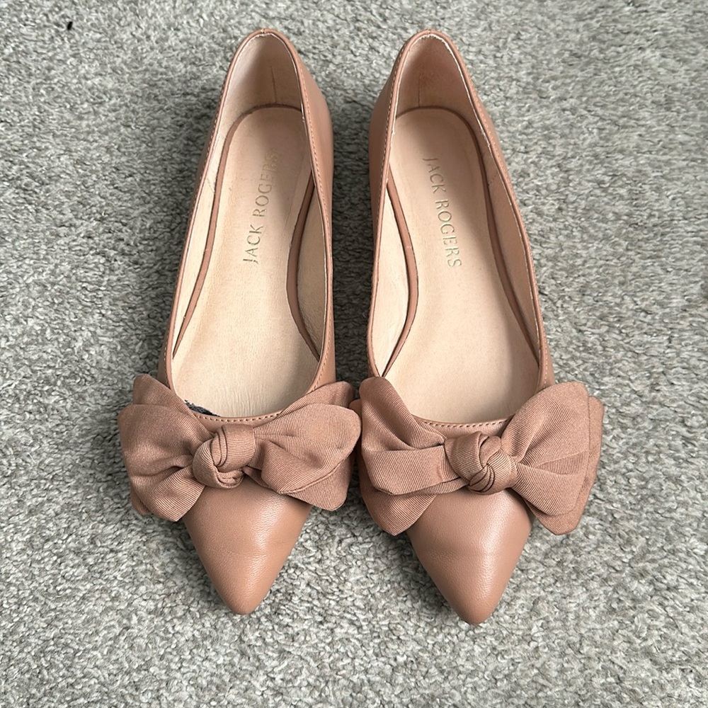 Jack Rogers Tan Bow Flats
